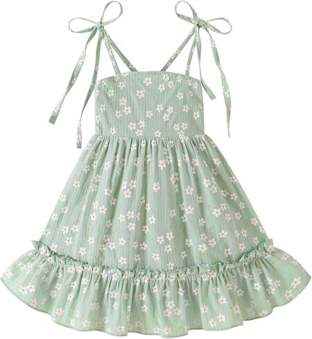 HAPPYMA Toddler Dresses Baby Girl Summer Outfits Sleeveless Halter Ruffle Beach Sundress Princess Party Clothes in Kuwait