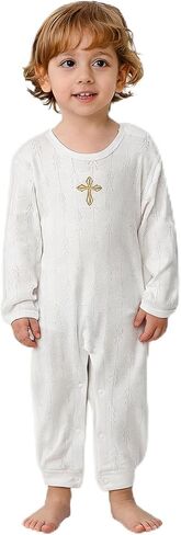 Baby Boy Baptism Outfit Cotton Romper Christening Onesie in Kuwait