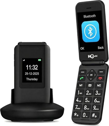 4G Flip Phone Unlocked for Seniors,Basic Flip Phone,Cell Phone for Seniors,2.8" +1.5 ''Screen,SOS Button,Speed Dial,Hans-Free,Big Buttons,Bluetooth,Camera,FM Radio,1400mAh Battery.(Matte Black) in Saudi Arabia