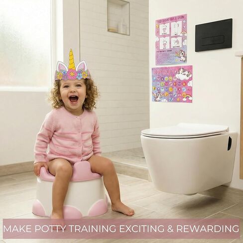 ZICOTO Fun Potty Training Chart with Stickers for Girls - Motivating Unicorn Rewards System with Stickers for Toddler Potty Training - Easy to Use Potty Training Poster That Kids Love in Kuwait