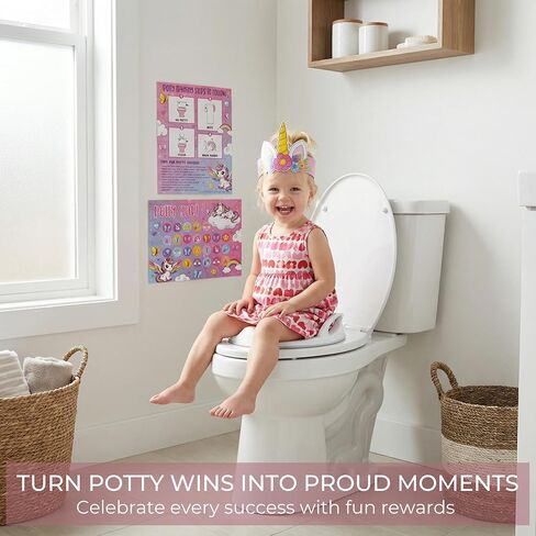 ZICOTO Fun Potty Training Chart with Stickers for Girls - Motivating Unicorn Rewards System with Stickers for Toddler Potty Training - Easy to Use Potty Training Poster That Kids Love in Kuwait
