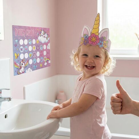 ZICOTO Fun Potty Training Chart with Stickers for Girls - Motivating Unicorn Rewards System with Stickers for Toddler Potty Training - Easy to Use Potty Training Poster That Kids Love in Kuwait