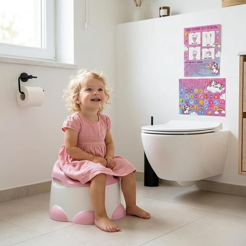 ZICOTO Fun Potty Training Chart with Stickers for Girls - Motivating Unicorn Rewards System with Stickers for Toddler Potty Training - Easy to Use Potty Training Poster That Kids Love in Kuwait