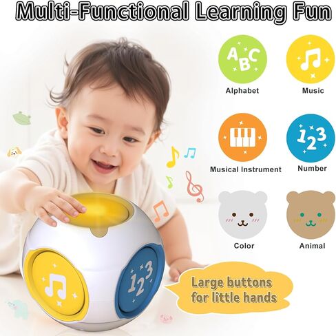 Bilingual Educational Baby Toy - Musical Learning Cube Baby Sensory Cube 6-in-1 with Lights Music for 6-18 Months, Toddler Activity Toy for Home Travel First Birthday Gift for 1 Year Old Boys Girls in Kuwait