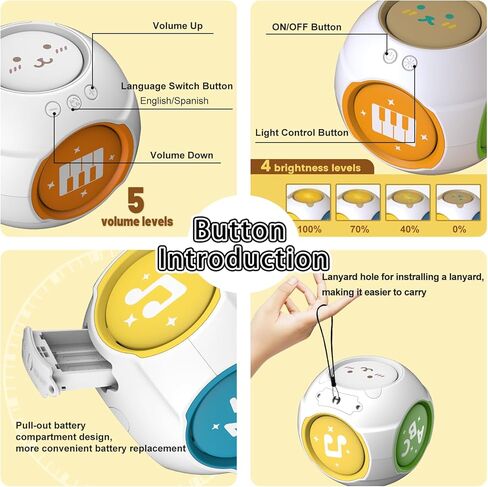 Bilingual Educational Baby Toy - Musical Learning Cube Baby Sensory Cube 6-in-1 with Lights Music for 6-18 Months, Toddler Activity Toy for Home Travel First Birthday Gift for 1 Year Old Boys Girls in Kuwait