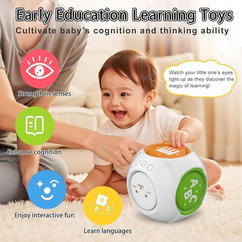 Bilingual Educational Baby Toy - Musical Learning Cube Baby Sensory Cube 6-in-1 with Lights Music for 6-18 Months, Toddler Activity Toy for Home Travel First Birthday Gift for 1 Year Old Boys Girls in Kuwait
