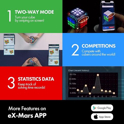 eX-Mars TokTok Cube, One Cube, Endless Fun - Learn Cubing from AI, Conquer 20+ Puzzles, AI Competitions via Free App, and Boost Brain Power — The Ultimate Smart Gift for Kids, Teens & All Ages in Kuwait