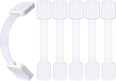 6-Pack Adhesive Baby proofing Strap Locks, Child Proof Cabinet Latches for Drawers, Microwave, Oven, Trash Can, Refrigerator, Toilet Lid, Adjustable No Drilling Need in Saudi Arabia