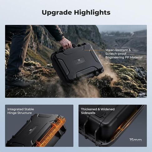 K&F CONCEPT Waterproof Hard Case, Portable Protective Camera Case, Customizable Foam Case Fit Use of Camera, Drones, Equipments -13.5x11.4x5.3inch in Saudi Arabia
