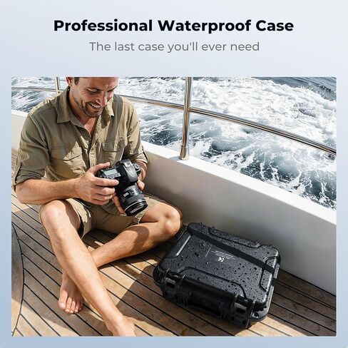 K&F CONCEPT Waterproof Hard Case, Portable Protective Camera Case, Customizable Foam Case Fit Use of Camera, Drones, Equipments -13.5x11.4x5.3inch in Saudi Arabia
