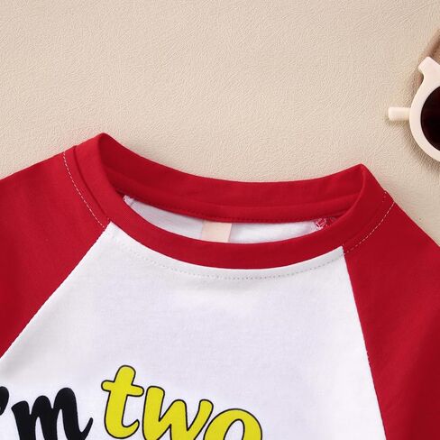 Ritatte Toddler Girl 2nd Birthday Outfit I'm Two Shirt Cute Raglan Short Sleeve T-Shirt 2 Year Old Second Bday Summer Clothes in Saudi Arabia