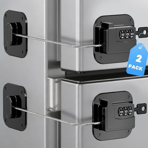 2PCS Mini Fridge Lock with Code, Refrigerator Locks, Cabinet Locks Baby Proofing, Combination Lock for Refrigerator, Freezer, Cabinets, Drawers, Doors and Windows, NO Drilling in Saudi Arabia