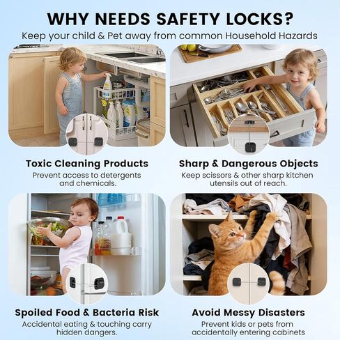 2PCS Mini Fridge Lock with Code, Refrigerator Locks, Cabinet Locks Baby Proofing, Combination Lock for Refrigerator, Freezer, Cabinets, Drawers, Doors and Windows, NO Drilling in Saudi Arabia