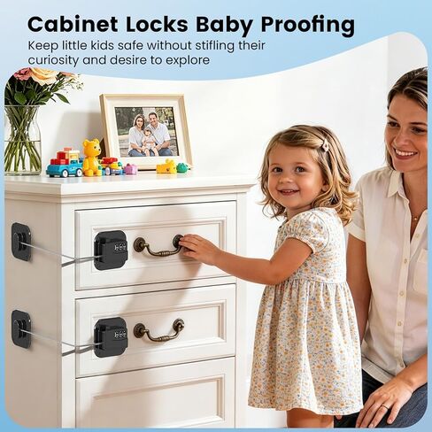 2PCS Mini Fridge Lock with Code, Refrigerator Locks, Cabinet Locks Baby Proofing, Combination Lock for Refrigerator, Freezer, Cabinets, Drawers, Doors and Windows, NO Drilling in Saudi Arabia