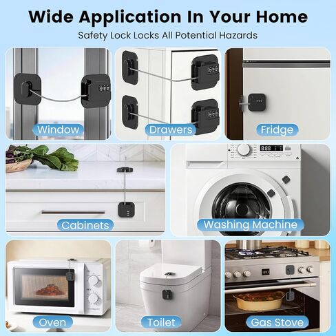 2PCS Mini Fridge Lock with Code, Refrigerator Locks, Cabinet Locks Baby Proofing, Combination Lock for Refrigerator, Freezer, Cabinets, Drawers, Doors and Windows, NO Drilling in Saudi Arabia