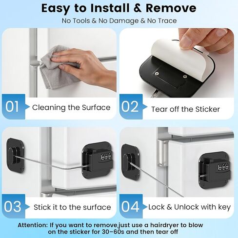 2PCS Mini Fridge Lock with Code, Refrigerator Locks, Cabinet Locks Baby Proofing, Combination Lock for Refrigerator, Freezer, Cabinets, Drawers, Doors and Windows, NO Drilling in Saudi Arabia