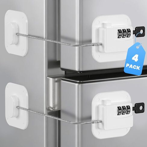 2PCS Mini Fridge Lock with Code, Refrigerator Locks, Cabinet Locks Baby Proofing, Combination Lock for Refrigerator, Freezer, Cabinets, Drawers, Doors and Windows, NO Drilling in Saudi Arabia
