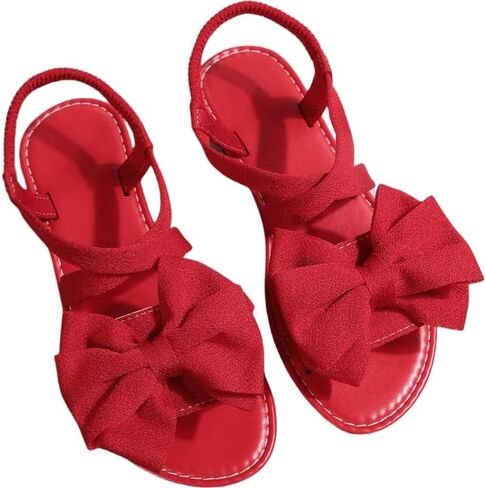 Summer women's large-size fashionable flat sandals with bow accessories, casual and lightweight, solid color design, suitable for beach and outdoor daily wear. in Kuwait