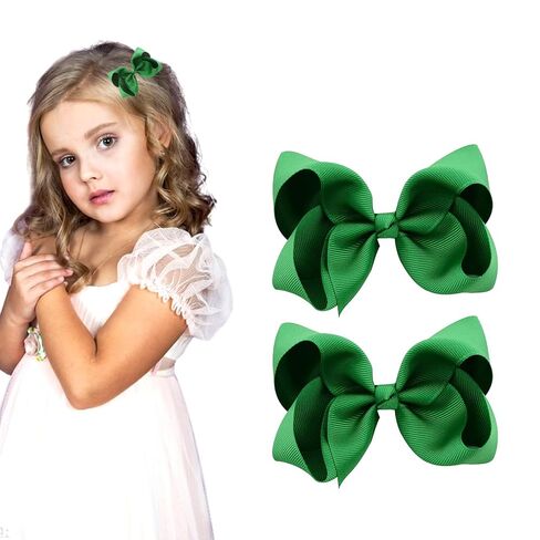 3 Inch Red Hair Bow Clips for Girls - Set of 2 in Saudi Arabia