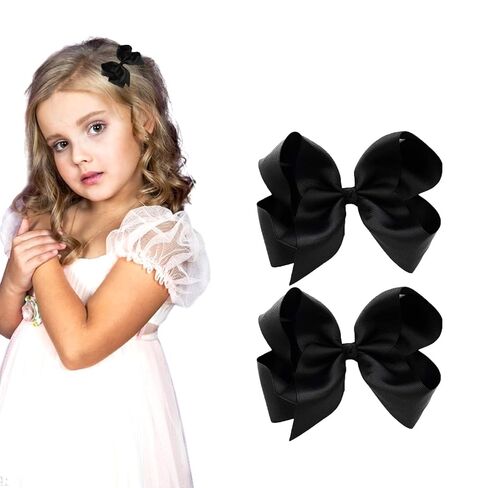 3 Inch Red Hair Bow Clips for Girls - Set of 2 in Saudi Arabia