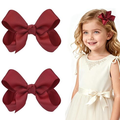 3 Inch Red Hair Bow Clips for Girls - Set of 2 in Saudi Arabia