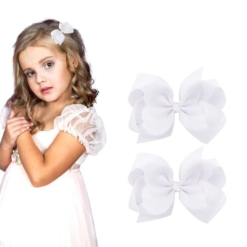 3 Inch Red Hair Bow Clips for Girls - Set of 2 in Saudi Arabia