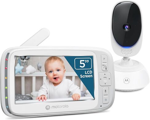 شاشة مراقبة الأطفال Motorola Nursery No WiFi مع الكاميرا والصوت، شاشة 5 بوصات، تكبير/تصغير قابل للإمالة، رؤية ليلية، التحدث في اتجاهين، عمر بطارية طويل، نطاق 1000 قدم، مستشعر درجة الحرارة، التهويدات، VM75 (موديل 2026) in Kuwait