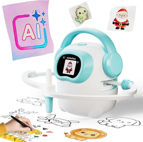 AI Drawing Robot for Kids, 10000+ Free AI-generated Images,Regularly updated image library,Educational Learning Toys for Boys & Girls Ages 3-8 ,AI Enlightenment Painting Toy for Birthday Gift (Cyan) in Saudi Arabia