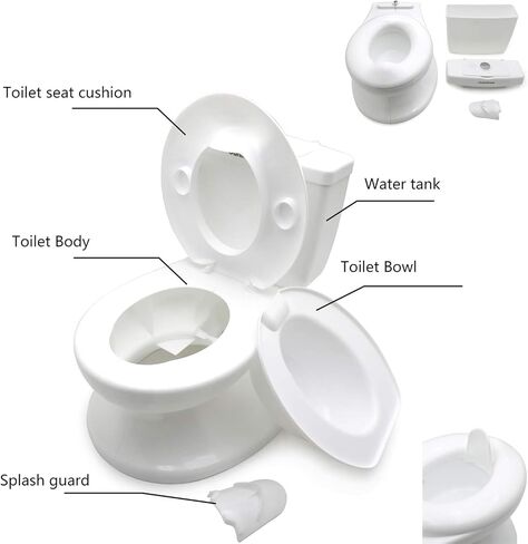 SMT- Baby Kids Portable White Realistic Toddler Potty Training Toilet w/Flushing Sound Baby Chair Seat Kid [P/N: ET-BABY004-WHITE] in Saudi Arabia