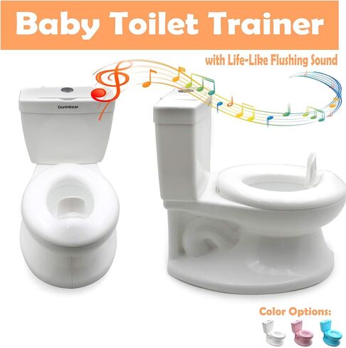 SMT- Baby Kids Portable White Realistic Toddler Potty Training Toilet w/Flushing Sound Baby Chair Seat Kid [P/N: ET-BABY004-WHITE] in Saudi Arabia