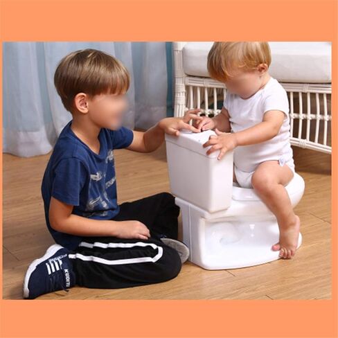 SMT- Baby Kids Portable White Realistic Toddler Potty Training Toilet w/Flushing Sound Baby Chair Seat Kid [P/N: ET-BABY004-WHITE] in Saudi Arabia
