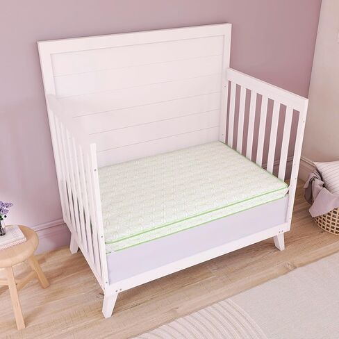 مرتبة سرير الأطفال الصغيرة Dream On Me Sunset 2 في 1، مزدوجة الجوانب للرضع والأطفال الصغار، غطاء مقاوم للماء، معتمد من GREENGUARD Gold، مقاس 91.48 سم × 60.96 سم × 7.62 سم، يناسب أسرّة الأطفال الصغيرة والمحمولة، وليس لساحات اللعب in Kuwait