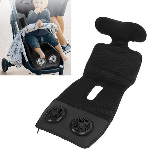 Black Cooling Car Seat Cushion with Breathable Ice Silk Material High Speed Silent Fan Skin Protection Breathable Car Chair Pad Universal Fit for Children Summer Outdoor in Kuwait