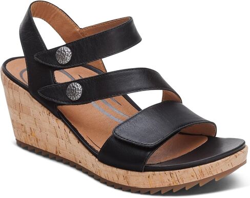 Aetrex Women Madelyn Orthopedic Quarter Strap Wedge Sandals with Arch Support - Sandals Women with Adjustable Hook & Loop Closure, Leather Upper, Cork Midsole Comfort, Lightweight 2.75" wedge heels in Kuwait