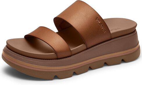 Vilanva Women's Platform Slip on Sandals Lightweight Comfortable Non-Slip Vacation Beach Chunky Slides Open Toe Wedges for 2026 Summer Trendy Outfits in Kuwait