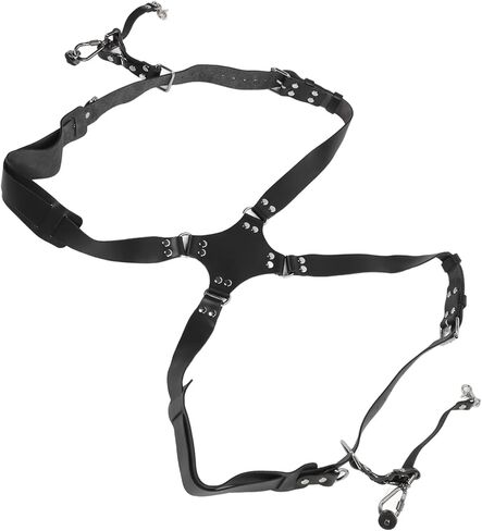 Camera Harness Shoulder Strap, Dual Shoulder Leather Adjustable with Quick Release Buckles, Red - Durable Cowhide Material, Comfortable Support for DSLR Photographers (Black) in Kuwait