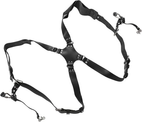 Camera Harness Shoulder Strap, Dual Shoulder Leather Adjustable with Quick Release Buckles, Red - Durable Cowhide Material, Comfortable Support for DSLR Photographers (Black) in Kuwait