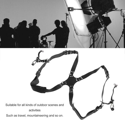 Camera Harness Shoulder Strap, Dual Shoulder Leather Adjustable with Quick Release Buckles, Red - Durable Cowhide Material, Comfortable Support for DSLR Photographers (Black) in Kuwait