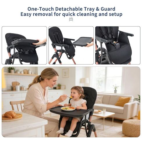 Portable & Foldable 3-in-1 High Chair for Baby, Adjustable Feeding Chair with Double Removable Trays, Compact Travel High Chair, Convertible Toddler Chair for 6-36 Months in Kuwait