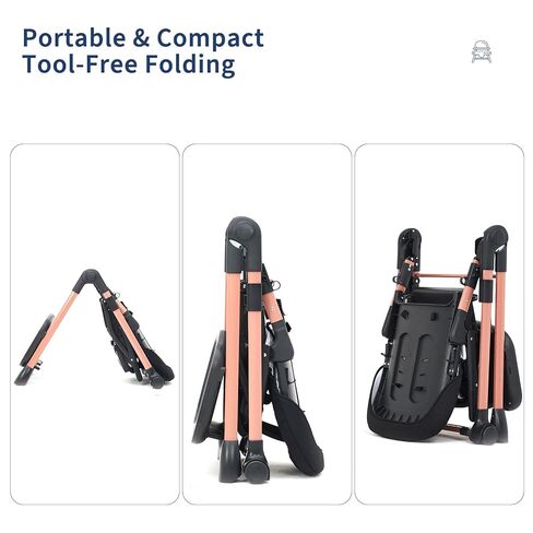 Portable & Foldable 3-in-1 High Chair for Baby, Adjustable Feeding Chair with Double Removable Trays, Compact Travel High Chair, Convertible Toddler Chair for 6-36 Months in Kuwait