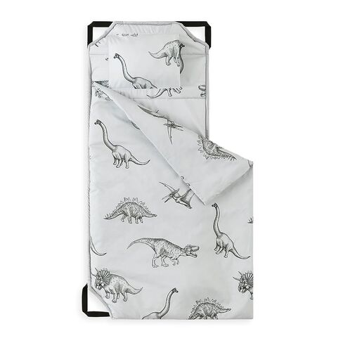 Wake In Cloud - Cot Nap Mat with Pillow and Blanket, for Toddler Kids Boys Girls in Daycare Kindergarten Preschool Pre K with Elastic Corner Straps, Dinosaur Dinos, Grey in Kuwait