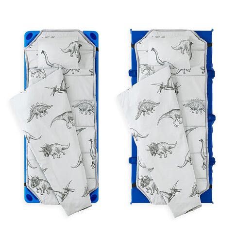 Wake In Cloud - Cot Nap Mat with Pillow and Blanket, for Toddler Kids Boys Girls in Daycare Kindergarten Preschool Pre K with Elastic Corner Straps, Dinosaur Dinos, Grey in Kuwait