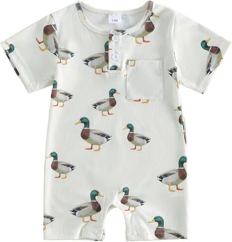 Infant Baby Boy Girl Romper Mallard Duck Outfit Duck Hunting Long Sleeve Jumpsuit Newborn Spring Summer Clothes in Saudi Arabia
