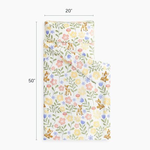 Wake In Cloud - Toddler Nap Mat with Pillow and Blanket, for Kids Girls Ages 3 Plus in Kindergarten Daycare Preschool, Roll Up Sleeping Bag, Floral Botanical Flowers in Kuwait