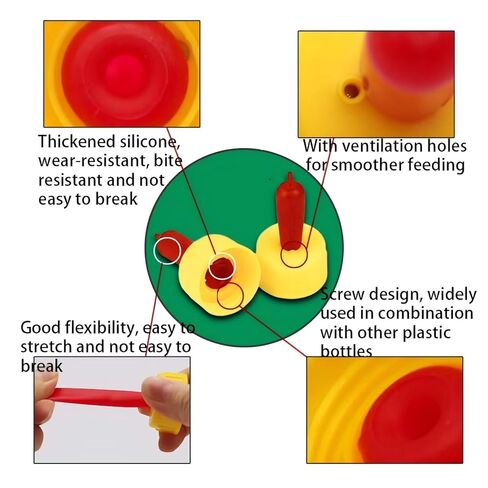 10-Pack Goat Nipples, Soft Rubber Teats for Nursing Baby Goats, Lambs, Puppies, Piglets & Calves | Small Animal Milk Feeding Bottle Nipples for Orphaned Pets & Livestock | Reusable in Kuwait