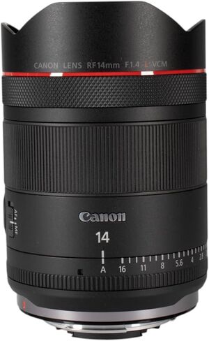 Canon RF 14mm f/1.4 L VCM عدسة رئيسية فائقة الاتساع RF مع حامل كامل الإطار بدون مرآة، تصوير فوتوغرافي وفيديو فلكي (7427C002) + حقيبة ظهر + برامج صور + المزيد (حزمة 8 قطع) in Kuwait