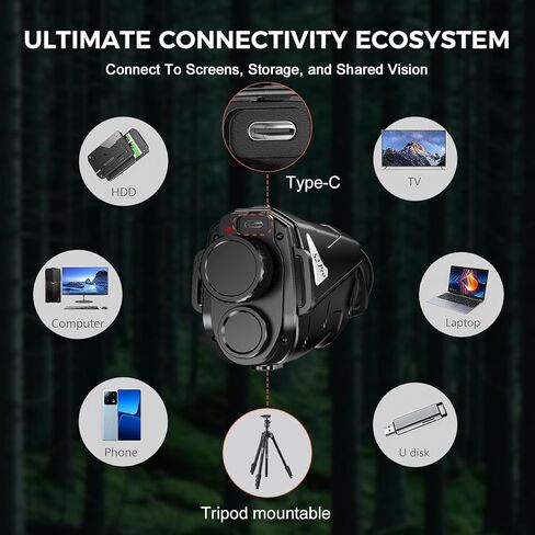 Zleo S2 Pro Thermal Imaging Monocular, AI-Enhanced 320x240Pixel, 1.43" AMOLED Display, 15mm Lens, 1000Yds Night Detection Range, IP66 Waterproof Infrared Handheld Thermal Scanner, Wireless Connection in Kuwait
