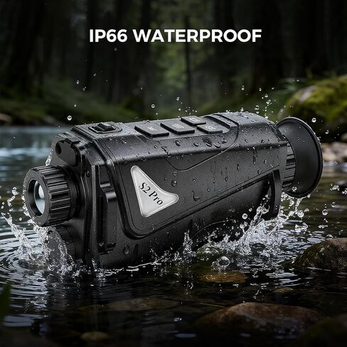 Zleo S2 Pro Thermal Imaging Monocular, AI-Enhanced 320x240Pixel, 1.43" AMOLED Display, 15mm Lens, 1000Yds Night Detection Range, IP66 Waterproof Infrared Handheld Thermal Scanner, Wireless Connection in Kuwait