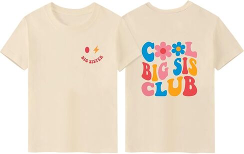 Girls Sister Shirt Toddler Cool Big Sis Club Tshirt Promoted to Big Sister Announcement Tee Tops in Saudi Arabia