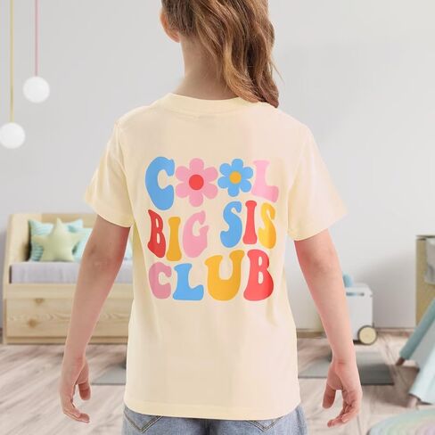 Girls Sister Shirt Toddler Cool Big Sis Club Tshirt Promoted to Big Sister Announcement Tee Tops in Saudi Arabia